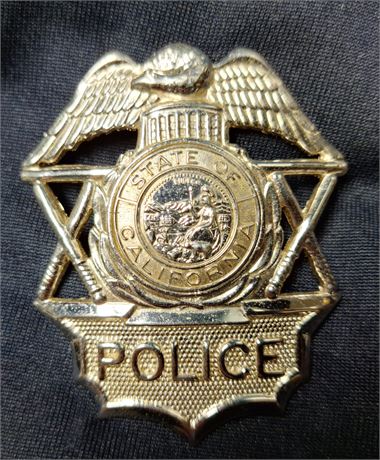 Vintage California Police Hat Badge - Silver Tone