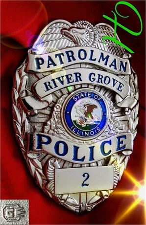 Police badge,  Patrolman, River Grove Police, Illinoise,  hallmark