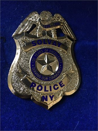 Solvay New York 100th Anniversary Police badge NO SHIPPING TO NEW YORK