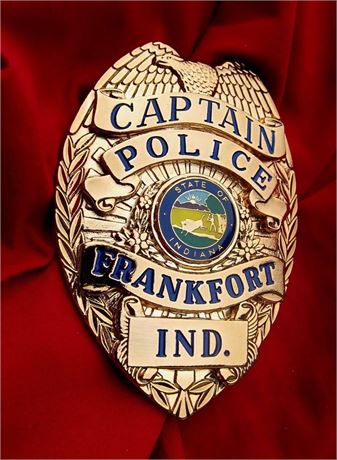 Police badge, Captain, Police Frankfort, State of Indiana / SALE !!