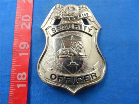 SOI Security Officer Badge 3" Silvertone Eagle Top Shield Enamel Vintage