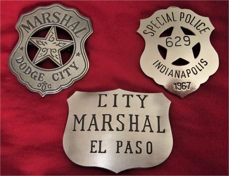 3 x  Badges, Special Police, Indianapolis, Marshall Dodge City + El Paso / OFFER