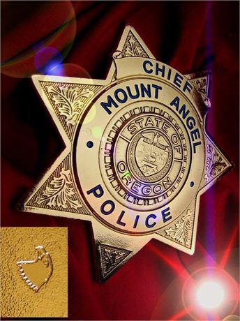 Police badge / Chief, Mount Angel Police, Oregon, hallmark