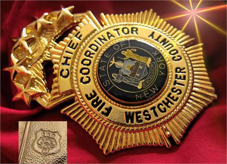 Firefighter badge, Chief, Fire Coordinator, Westchester County, New York
