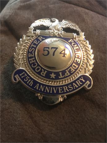 ROCHESTER NEW YORK POLICE 175TH ANNIVERSARY BADGE NO SHIPPING TO NEW YORK