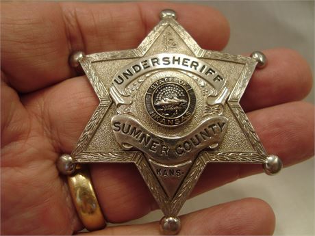 ORIGINAL Sumner County Kansas UNDERSHERIFF Badge, Circa 1950's