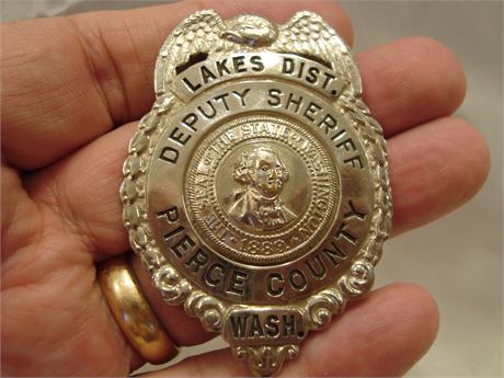 ORIGINAL Pierce County Washington Deputy Sheriff Badge, Lakes District