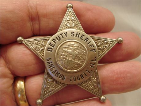 ORIGINAL Sangamon County Illinois Deputy Sheriff Badge, Circa 1950's