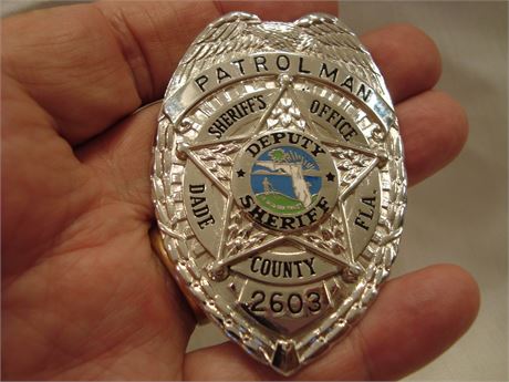 ORIGINAL Dade County Florida Sheriffs Office Patrolman Badge #2603