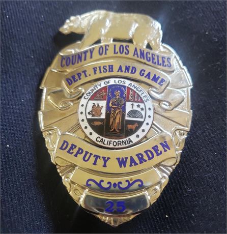 Obsolete.Los Angeles County Deputy Warden badge. Hallmark Entenmann