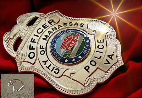 Police badge / * Officer * , City Of Manassas Police, Virginia, hallmark